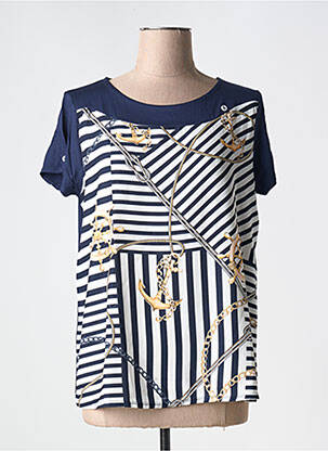 T-shirt col rond manches courtes bleu GALMALLA femme