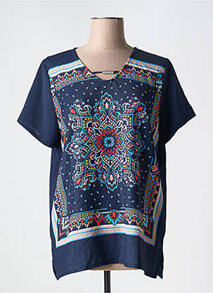 Top imprimé fantaisie manches courtes bleu GALMALLA femme