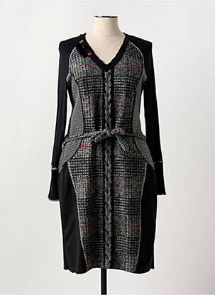 Robe mi-longue manches longues manches longues noir ANNA CRISTY femme