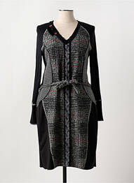 Robe mi-longue manches longues manches longues noir ANNA CRISTY femme