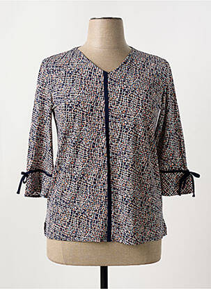 Top imprimé fantaisie manches 3/4 bleu GEVANA femme
