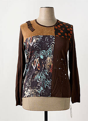 T-shirt manches longues manches longues marron CHRISTIAN MARRY femme