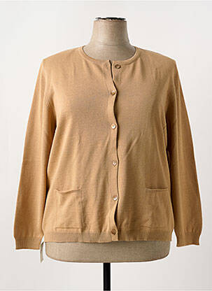 Gilet manches longues col rond beige MINO MORA femme