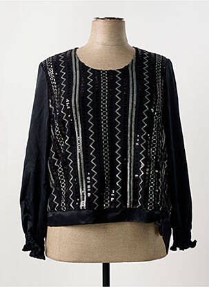 Blouse col rond manches longues noir ATIAN femme