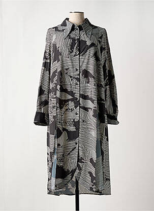 Manteau long fermeture boutonnée sur le devant sans capuche noir MAT. femme