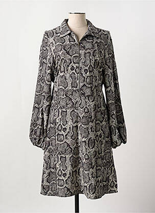 Robe mi-longue manches longues manches longues gris MAT. femme