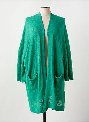 Gilet manches longues maille souple et aérée vert MAT. femme