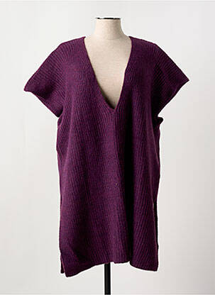 Pull tunique tissage chiné manches courtes violet MAT. femme