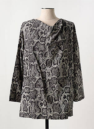 Blouse fermeture boutonnée au dos manches 3/4 gris MAT. femme