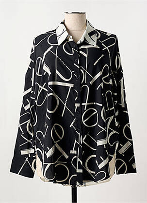 Chemisier tissage crêpe manches longues noir MAT. femme