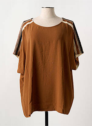 Top coupe fluide manches courtes marron MAT. femme