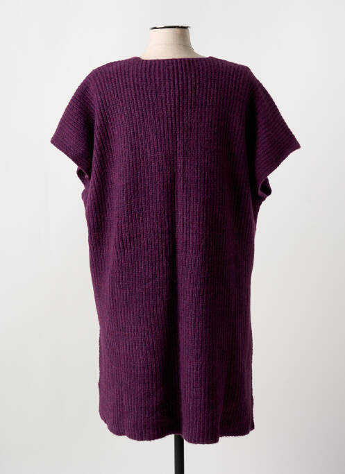Pull tunique tissage chiné manches courtes violet MAT. femme