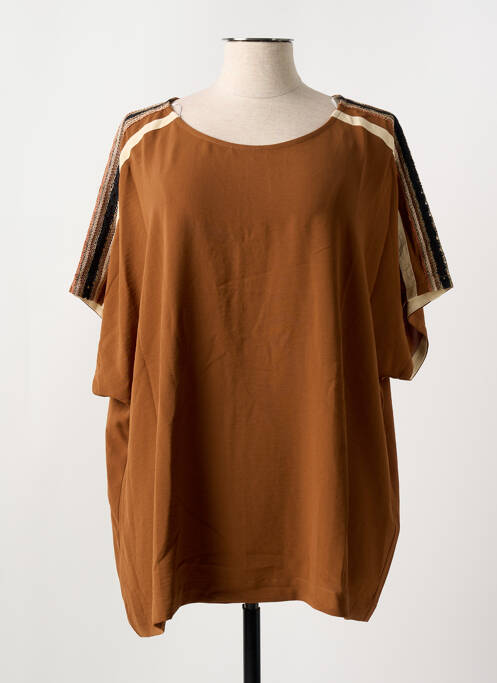 Top coupe fluide manches courtes marron MAT. femme