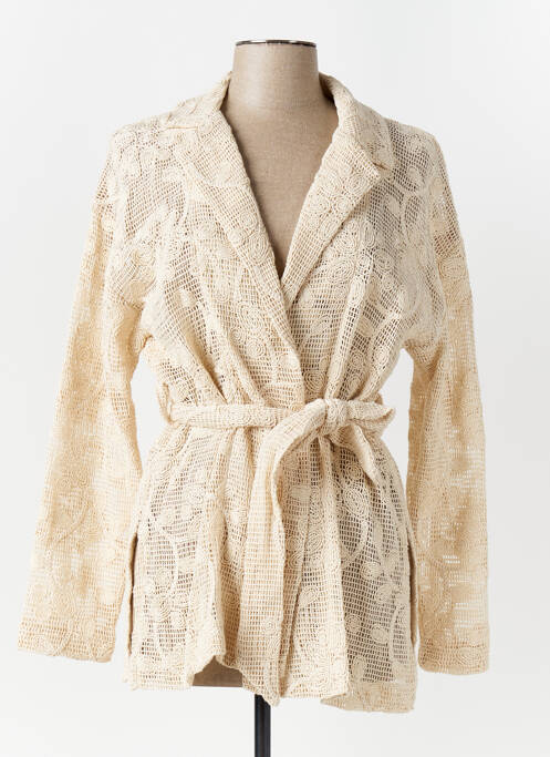 Gilet manches longues beige LUMINA pour femme