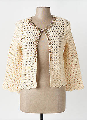 Gilet manches longues coupe cintrée beige ANGELA DAVIS femme