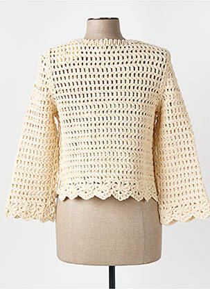Gilet manches longues coupe cintrée beige ANGELA DAVIS femme
