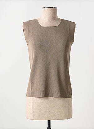Top coupe cintrée sans manche beige ANGELA DAVIS femme