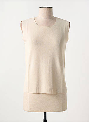 Top coupe cintrée sans manche beige clair ANGELA DAVIS femme