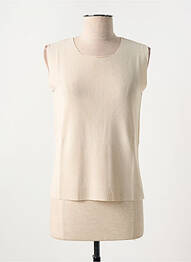 Top coupe cintrée sans manche beige clair ANGELA DAVIS femme