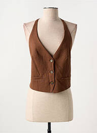 Gilet sans manche coupe cintrée marron KING KONG femme
