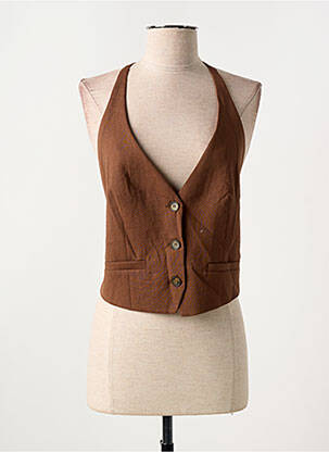 Gilet sans manche coupe cintrée marron KING KONG femme