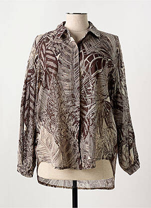 Chemisier tissage crêpe manches longues marron CIVICO 1 femme