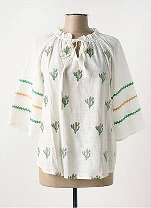 Blouse légère et transparente manches 3/4 beige ALTAMIRA femme