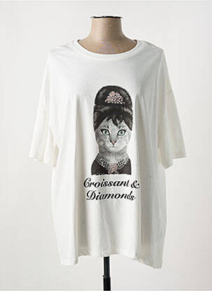 T-shirt sérigraphie manches courtes blanc LUMINA femme