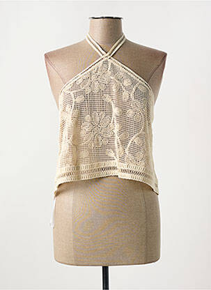 Top coupe cintrée fines bretelles beige LUMINA femme