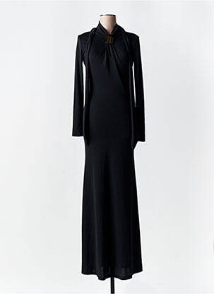 Robe longue manches longues manches longues noir LUMINA femme