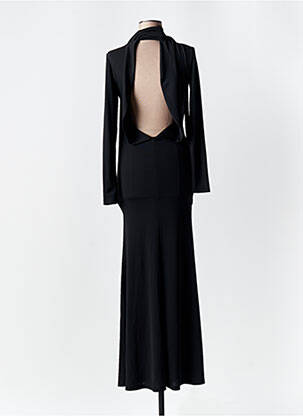 Robe longue manches longues manches longues noir LUMINA femme