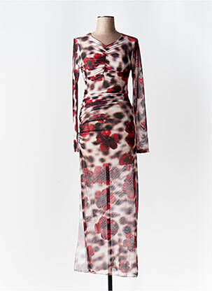 Robe longue manches longues manches longues rouge LUMINA femme