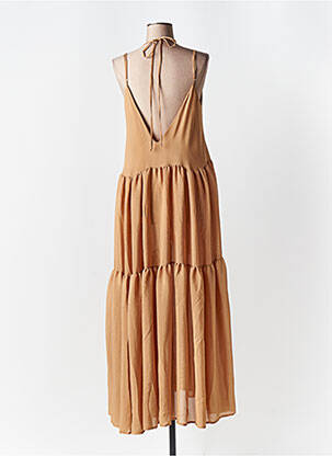 Robe longue sans manche sans manche marron LUMINA femme