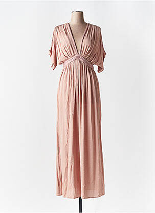 Robe longue manches courtes manches courtes rose CIVICO 1 femme