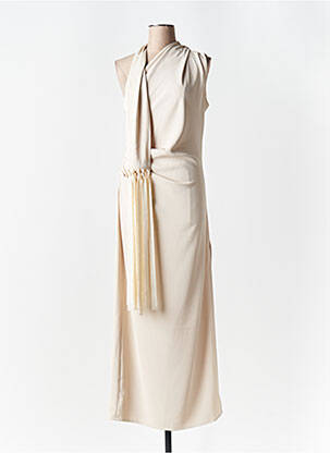 Robe longue manches courtes manches courtes beige ANGELA DAVIS femme