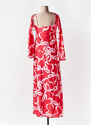 Robe longue manches longues manches longues rouge LUMINA femme