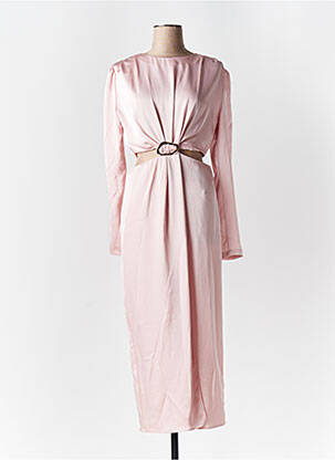 Robe longue manches longues manches longues rose LUMINA femme