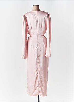 Robe longue manches longues manches longues rose LUMINA femme