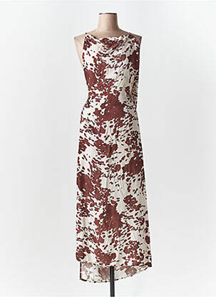 Robe longue sans manche sans manche marron LUMINA femme