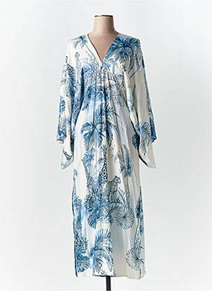 Robe longue manches longues manches longues bleu LUMINA femme