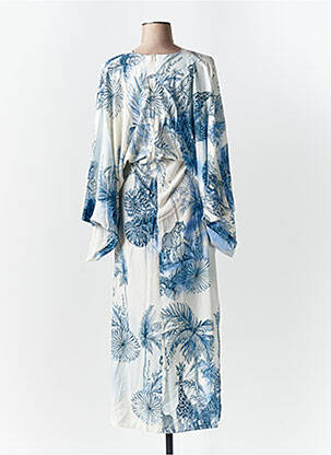 Robe longue manches longues manches longues bleu LUMINA femme