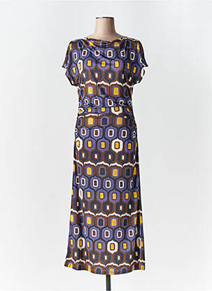 Robe longue imprimé fantaisie manches courtes violet DIANA GALLESI femme