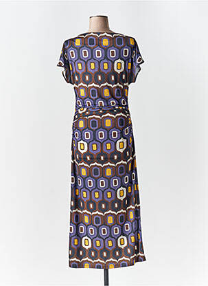 Robe longue imprimé fantaisie manches courtes violet DIANA GALLESI femme