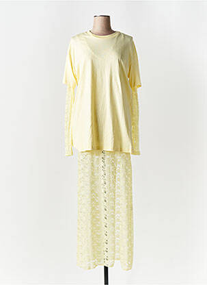 Robe longue manches longues manches longues jaune LUMINA femme