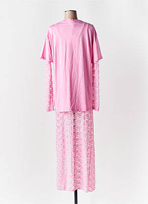 Robe longue manches longues manches longues rose LUMINA femme