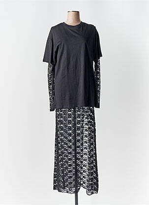 Robe longue manches longues manches longues noir LUMINA femme