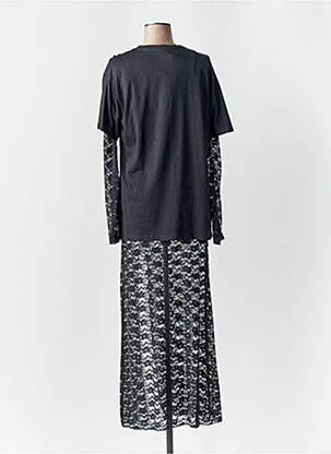 Robe longue manches longues manches longues noir LUMINA femme
