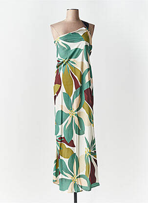 Robe mi-longue imprimé fantaisie sans manche vert LUMINA femme