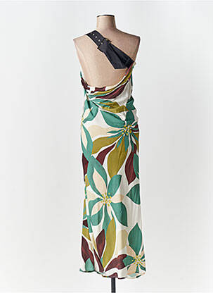 Robe mi-longue imprimé fantaisie sans manche vert LUMINA femme