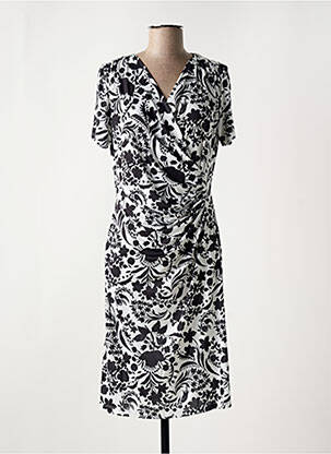 Robe mi-longue imprimé fleurs manches courtes noir DIANA GALLESI femme